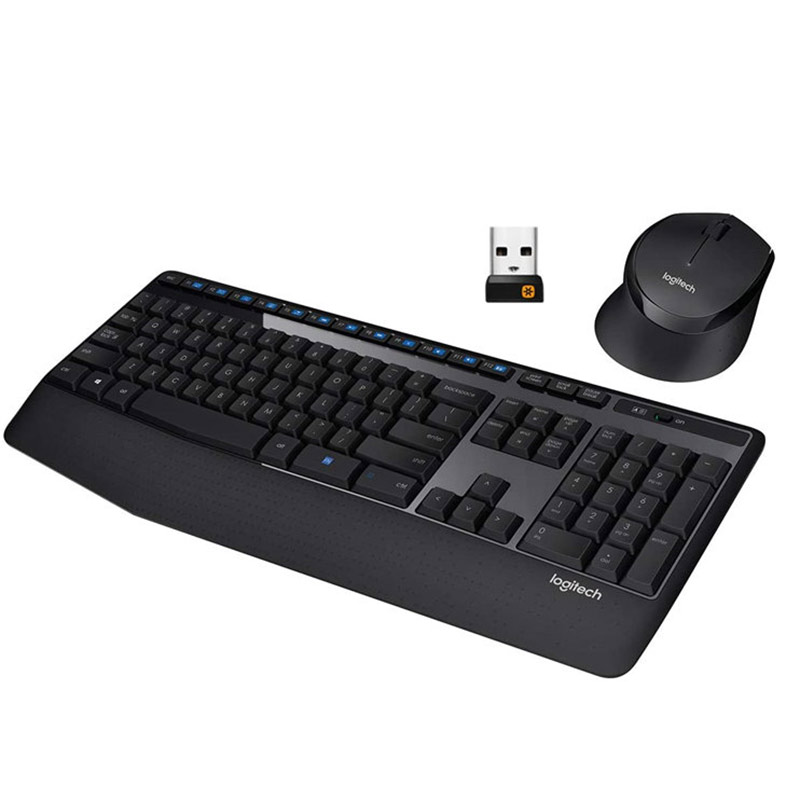 Logitech MK345 Wireless Combo Full-Sized Keyboard with Palm Rest and Comfortable Right-Handed Mouse - Black